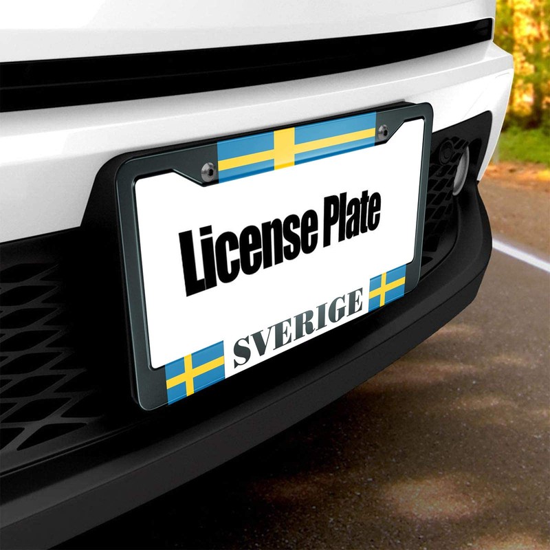 HOSNYE Sweden Flag License Plate Frame Sverige Swedish Country Study