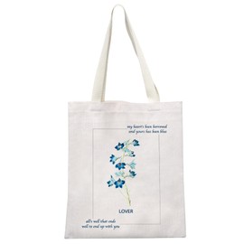 JTOUK Singer Album Inspired Lyrics Gift Tote Bag Singer Song Inspired Shopping Bag Singer Merchandise TS Fans Music Lover Gift (My Heart Tote EU)