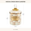 MACKENZIE-CHILDS Demi Enamel Canister, Kitchen Storage Container with Lid, Brown-and-White