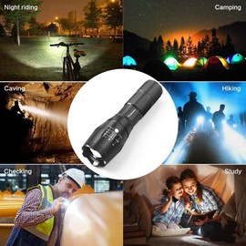 4 Pack Tactical Flashlights, 2000 Lumens LED Flashlight with Zoomable,Waterproof, 5 Modes,Handheld Mini Flashlight for Indoor and Outdoor,Camping,Emergency,Hiking (Black)