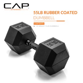 CAP Barbell 55 LB Coated Hex Dumbbell Weight with Black Handle