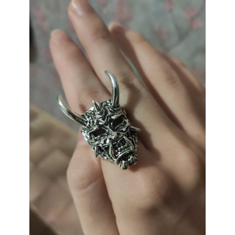 TENDER LIHOME Anillo Demonio Hannya Diablo Satán Cuernos Ajustable Calaver