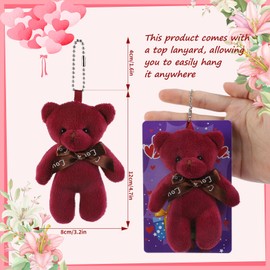 Meching 28 Packs Valentines Plush Bears with Gift Cards,4.7 Inchs Mini Stuffed Animal Keychains for Kids Boys Girls, Classroom School Exchange Prizes Party Favors Goodie Bag Supplies(7colors)