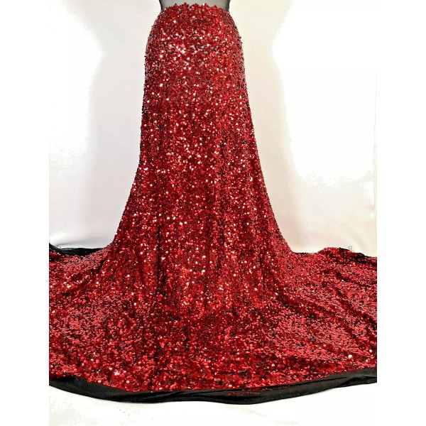 Red Color Stretch Sequin Exotic Red Stretch Sequin/ Black 4