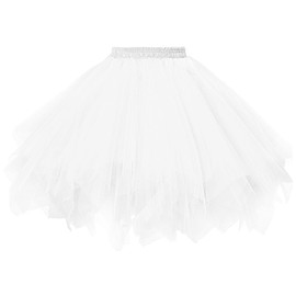 Dressever Vintage 1950s Short Tulle Petticoat Ballet Bubble Tutu White Medium