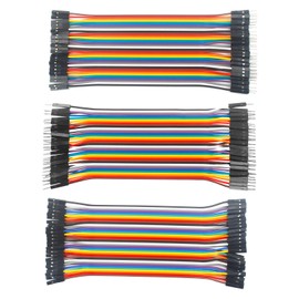 RGBZONE 120pcs 15CM Multicolored Dupont Wire 40-pin Male to Male, 40 pin Male to Female, 40pin Female to Female Solderless Breadboard Jumper Wires Ribbon Cables Kit for Arduino (3x15cm)