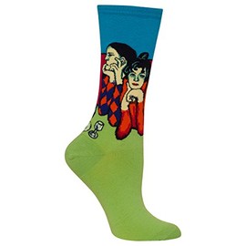 Hot Sox Women's Artist Series Crew Socks | Two Acrobats, Turquoise, Shoe Size: 4-10