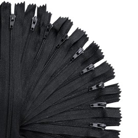 KGS Zips | Plain Black | Size: 23 cm / 9 inches | 20 per pack | Zippers for Bags Making Bags, Pouches, Pillowcases