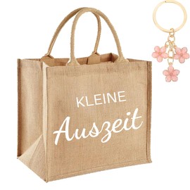 jenich Kleine Auszeit Jutetaschen und Schlüsselanhänger Entspannung Geschenk Kleine Auszeit Beutel Taschenanhänger Geschenk für Frauen Freundin Mama Mädchen zum Geburtstag Weihnachten