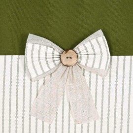 DOSLY IDÉES Farmhouse Green Shower Curtain,Bowknot,Cotton Blend Fabric,Pleated Green Stripe,Country Style,72x72 in