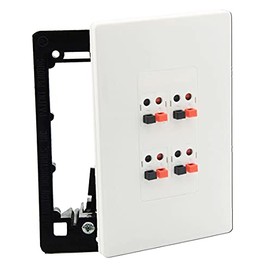 DIYTECH Premium 4 Speaker Wall Plate, Speaker Plug, Supports 4 Speaker Configurations, Speaker Port for Wall Speaker Wire, Speaker Wire in Wall, Wire Wall Plate - 1 Gang Screwless