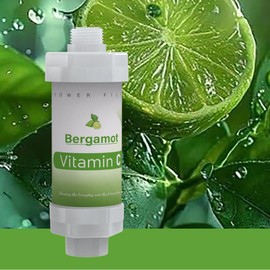 Shower Head Filter for Hard Water Bathroom Accessories Water Filter Vitamin C Replacement Cartridge Remove Chlorine Fluoride Heavy Metals Improves Skin Condition Protects Hair Bergamot Scent