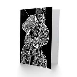 Artery8 Double Bass White Jazz Music Player Design Birthday Card