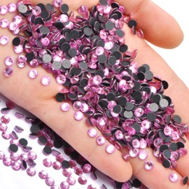 1500 Pieces Hot Fix Glass Flatback Rhinestones HotFix Round Crystal Gems (Pink, SS16)