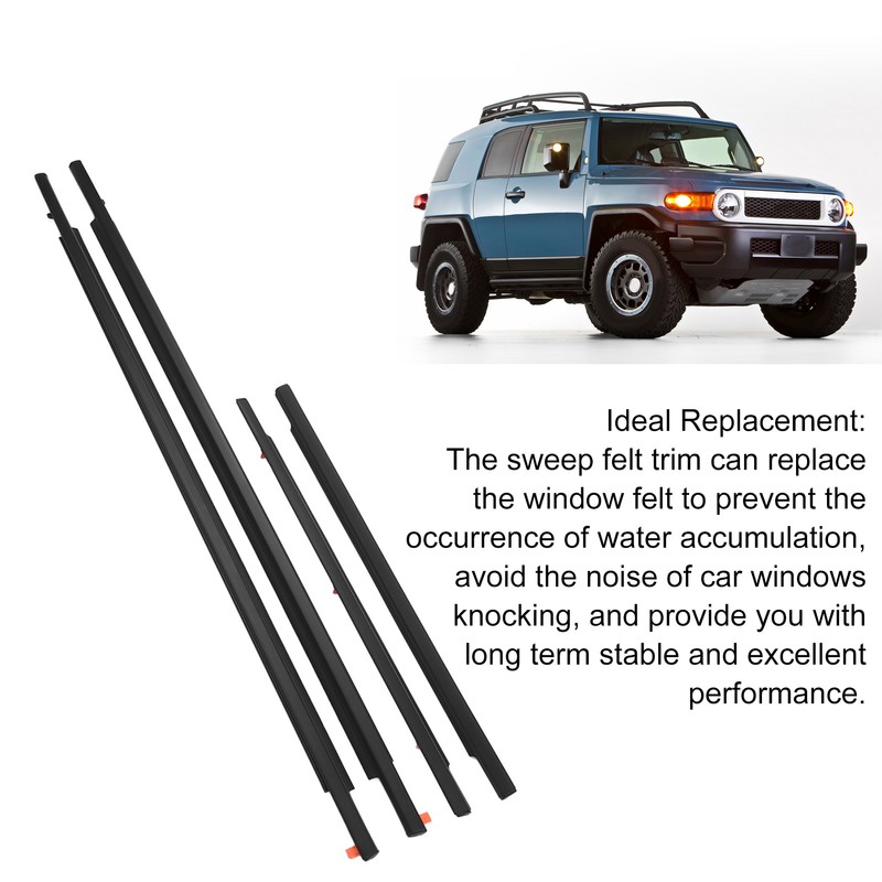 4Pcs Car Window Seal Stripe 68161‑35073 Replacement For Toyota FJ
