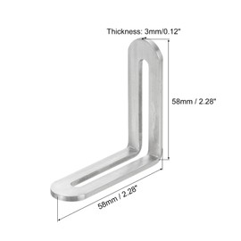 sourcing map 6Pcs Adjustable L-Shape Corner Brace with Slot, 2.28 x 2.28 Inch Stainless Steel Slotted Right Angle Corner Bracket for Wooden Furniture Cabinet, Silver