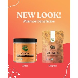 BRAIN FOOD Hongo Chaga Orgánico en Polvo - Adaptógeno Natural 100 - Antioxidante 50 g  Vegano  Organic  Chaga Powder