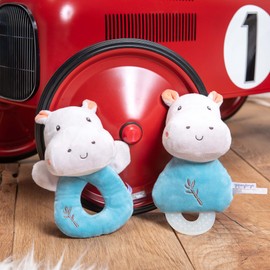 GIPSY Toys - Plush - Hochet Seepotam - Bamboo Series - 14cm S/Card - Blue and Grey - 1st Age