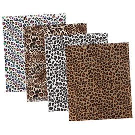 COHEALI 4 Sheets Washable Lettering Film DIY T-Shirt Heat Transfer Membrane Foil Leopard Pattern for Textile Art Random Color