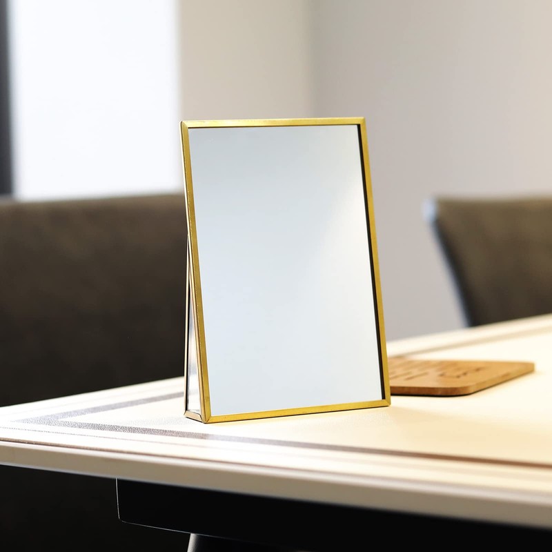 Espejo de maquillaje dorado para computadora, encimera, baño, afeitado, maquillaje,