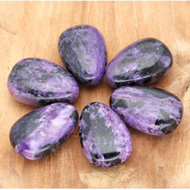 Lebensquelle Plus Charoite Drop Pendant | Drilled Tumbled Stone Pendant with Cotton Cord | High-Quality Gemstone Pendant, Semi Precious Stone, Charoite