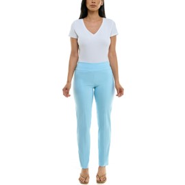 Zac & Rachel Women's Plus Size Millennium Fabric Pull-On Slim Leg Pant, Polar Wind, 22W