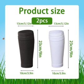 AYNKH 2 Pairs Football Sock Sleeve, Soccer Shin Pad Sleeves, Football Shinguards Socks, Soft Breathable, Elasticity, for Teenagers Adults Beginners, for Outdoor Intense Sports (Black+White)