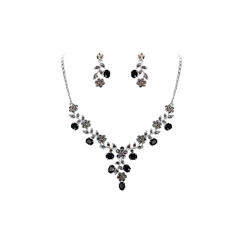 EVER FAITH Cristal Austriaco Bola de Boda Flor Hoja Collar