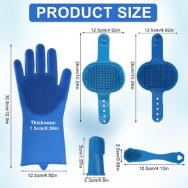 6stk Hundebadewanne Set, Wiederverwendbare Hundewaschhandschuhe Hundeshampoo Bürste Verstellbarem Riemen Hunde Massagebürste Vielseitigem Griff für Kurzem Langem Hunde Katzenhaar