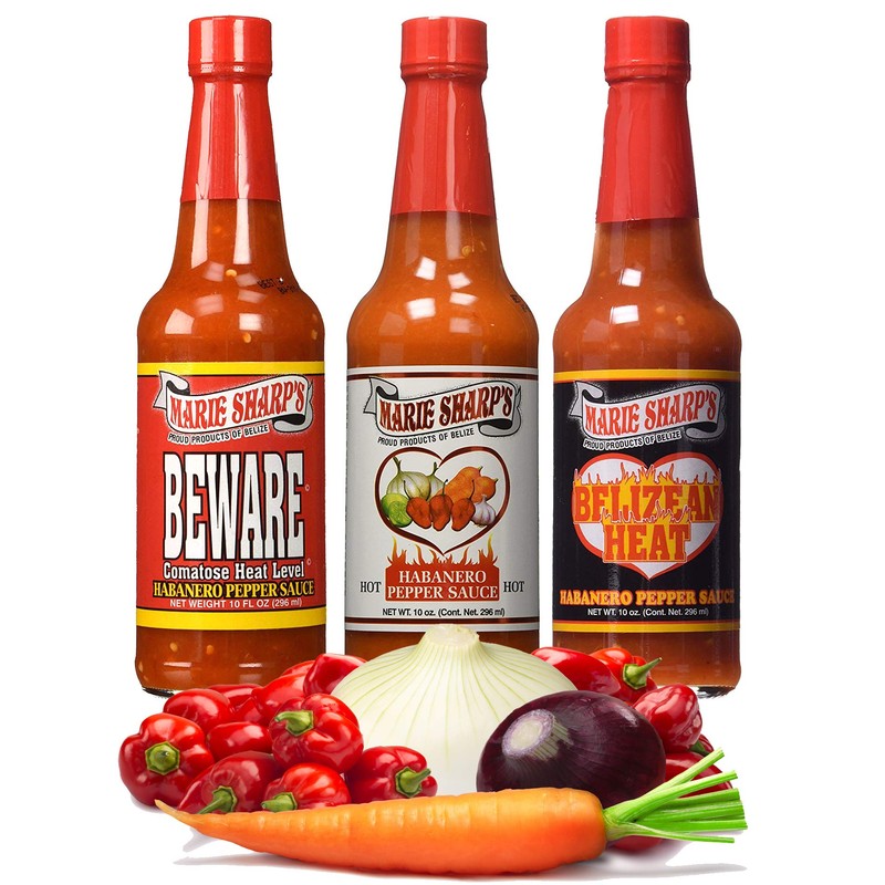 Marie Sharp's HOT HABANERO BEWARE COMATOSE and BELIZEAN HEAT Pepper