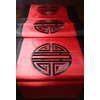 Silk Embroidered Table Runner -Happiness Red Silk- Made in Vietnam-STR1