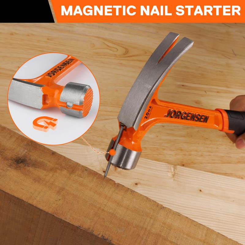 Jorgensen 20 oz Straight Claw Hammer with Magnetic Nail Holder,