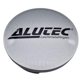 1 x Alutec Hub Cap 60 mm Silver (N23) Logo Black – Original Wheel Centre Cap/Hub Cap