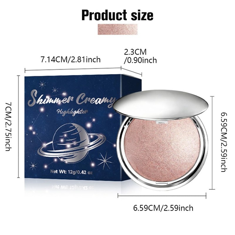 Champagne Glow Shimmer Face Highlighter Makeup, Soft Pink Contour Powder