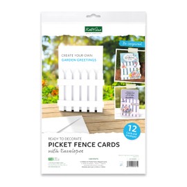 Katy Sue White Picket Fence Shaped Card Blanks & Matching Envelopes, 12 Pack, Card Size 5 x 7 Inches for Card Making Supplies from Designs
