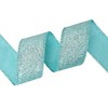 VATIN Light Blue Glitter Wired Ribbon with Metallic Edge, Christmas