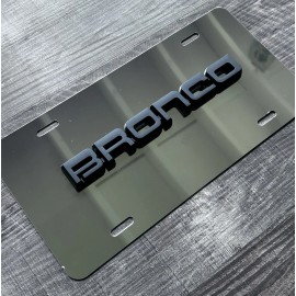 ADS 3D Bronco Matte Black On Chrome License Plate New Aluminum Universal All Models