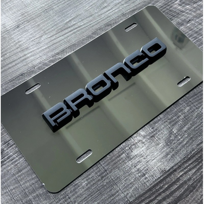 ADS 3D Bronco Matte Black On Chrome License Plate New
