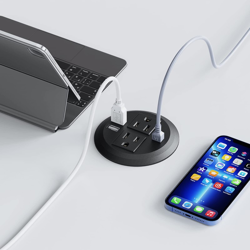 Desktop Power Grommet 3 inch, Desk Power Outlet Socket Recessed