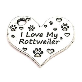 ChubbyChicoCharms I Love My Rottweiler 22mm Genuine American Pewter Charm