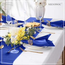 MILVOWOC 72 Pack Square Royal Blue Satin Napkins 20" x 20" Soft Silk Dinner Napkins Smooth Decorative Table Napkins, Washable & Reusable Cloth Napkins for Weddings Dinner Restaurant Party Decoration