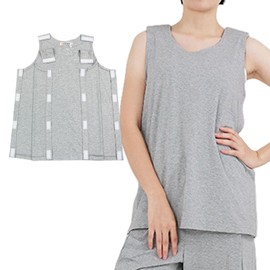 SOEDZUNG Unisex Sleeveless Post Surgery Shirt Tear Away Tank Top for Shoulder Breast Rotator Cuff Surgery Recovery Chemo Port Access(Gray,L)