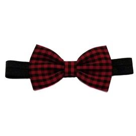 EmilyRose Couture Gingham Hair Bows (Small Headband, Red & Black)