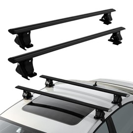 MAXSOUGH 51" Universal Roof Rack Thick Aluminum Cross Bars,Adjustable Lockable Roof Rack Compatible for Vehicle Without Side Rails，255 LBS Load Capacity，Black