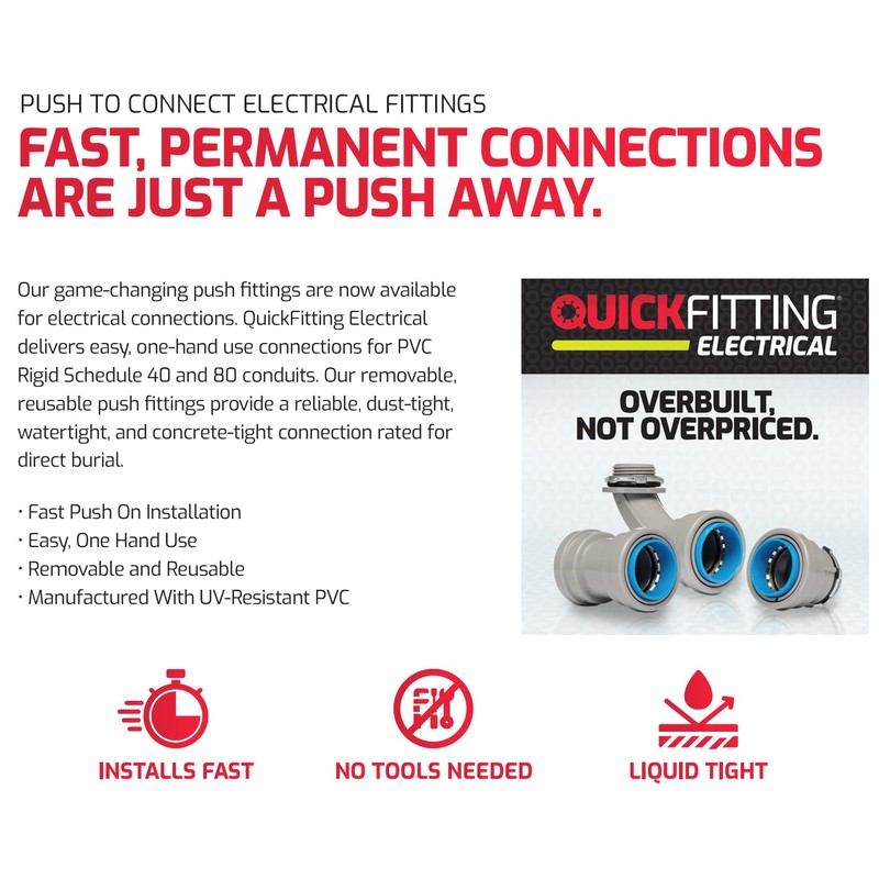 QuickFitting 3/4 inch Junction Box Connector | Push Install PVC