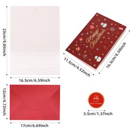 Christmas Cards Set of 18, Folded Christmas Greeting Cards with Envelopes - 6 Designs, 165 x 115 mm Folding Cards - Simple Elegant Greeting Card for Family, Friends and Business