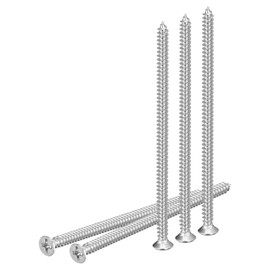DTGN 20Pcs M4x100mm Flat Head Wood Screws, 304 Stainless Steel Phillips Self Tapping Screws - Good for Woodworking, Furniture - Silver