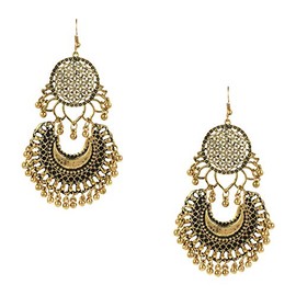 Bodha Antique Gold Vintage Indian Bollywood Gypsy Chandbali Earring For Women (SJ_1313)