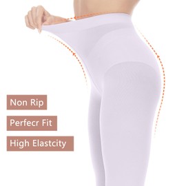 Citystl Opaque White Tights for Women, 80D Solid Color Soft Tights, Control Top Microfiber Pantyhose for women(White-S/M)