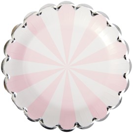 C.R. Gibson TW12-25844 Pink Pinwheel Scallop Edge Disposable Paper Dinner Plates, 10.25" Diameter, Multicolor, 8 Pieces